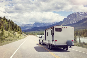 RV driving on road